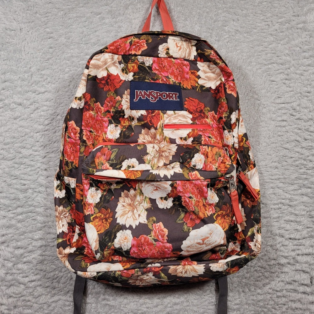 JanSport Backpack Multicolor Floral Print School Bag